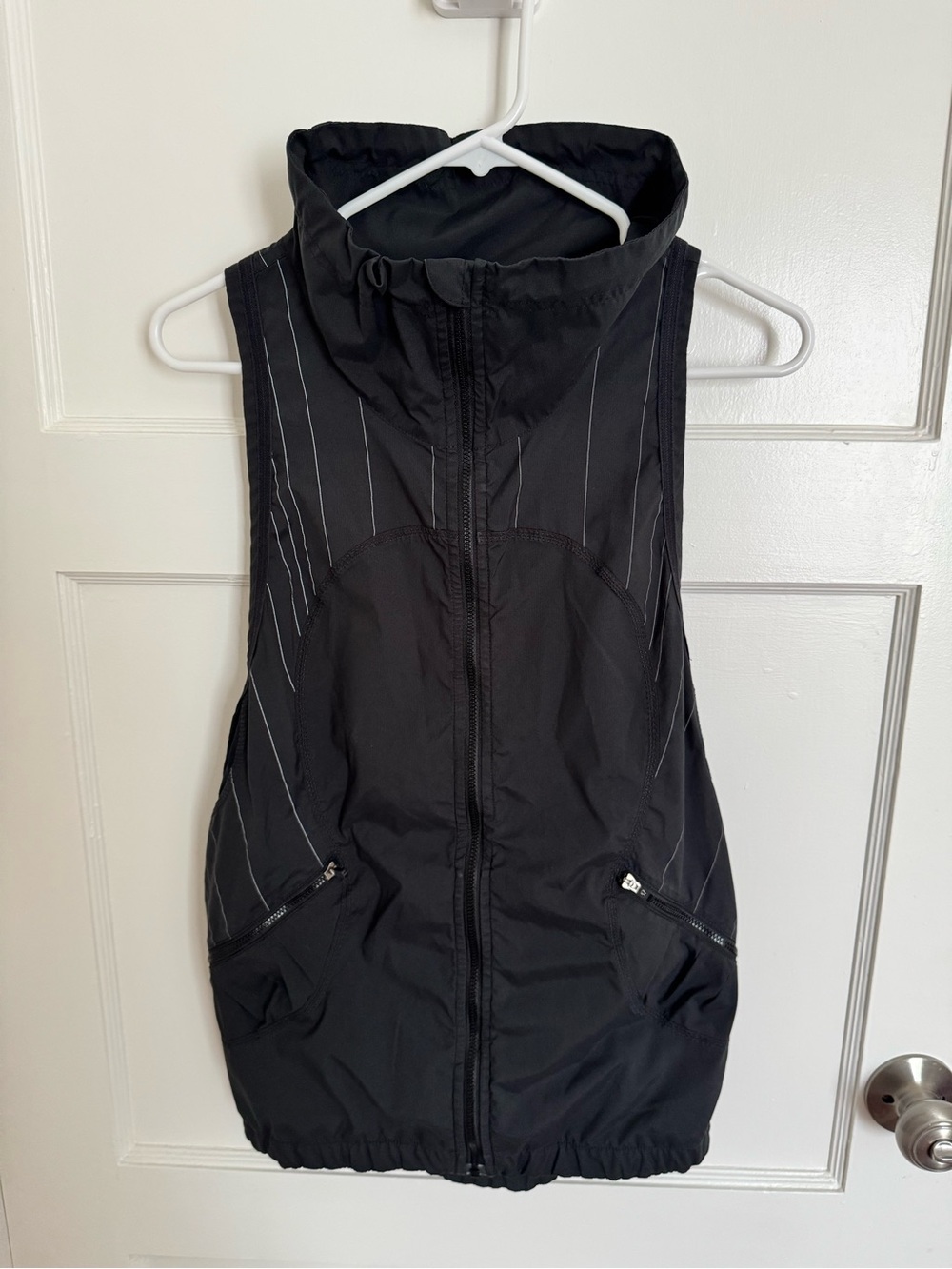 Rare Lululemon Black Zip-Front Vest with Pinstripe Stitching. Vintage